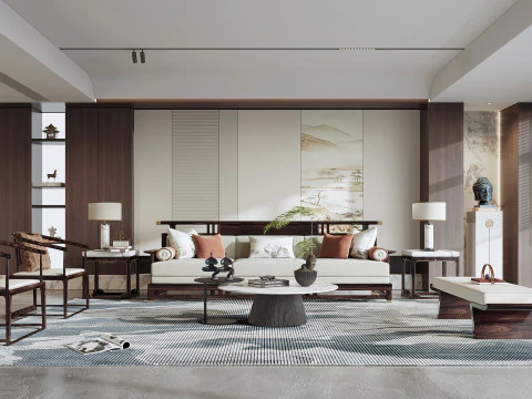 中国のリビング ルーム インテリア シーン 6 3Dモデル