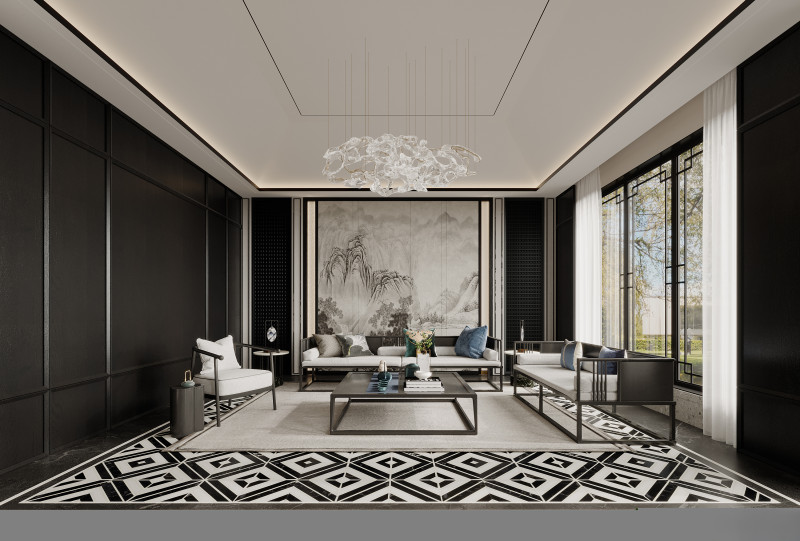 Chinese living room interior scene11 3D मॉडल .c4d .max .obj .3ds .fbx .stl .blend 