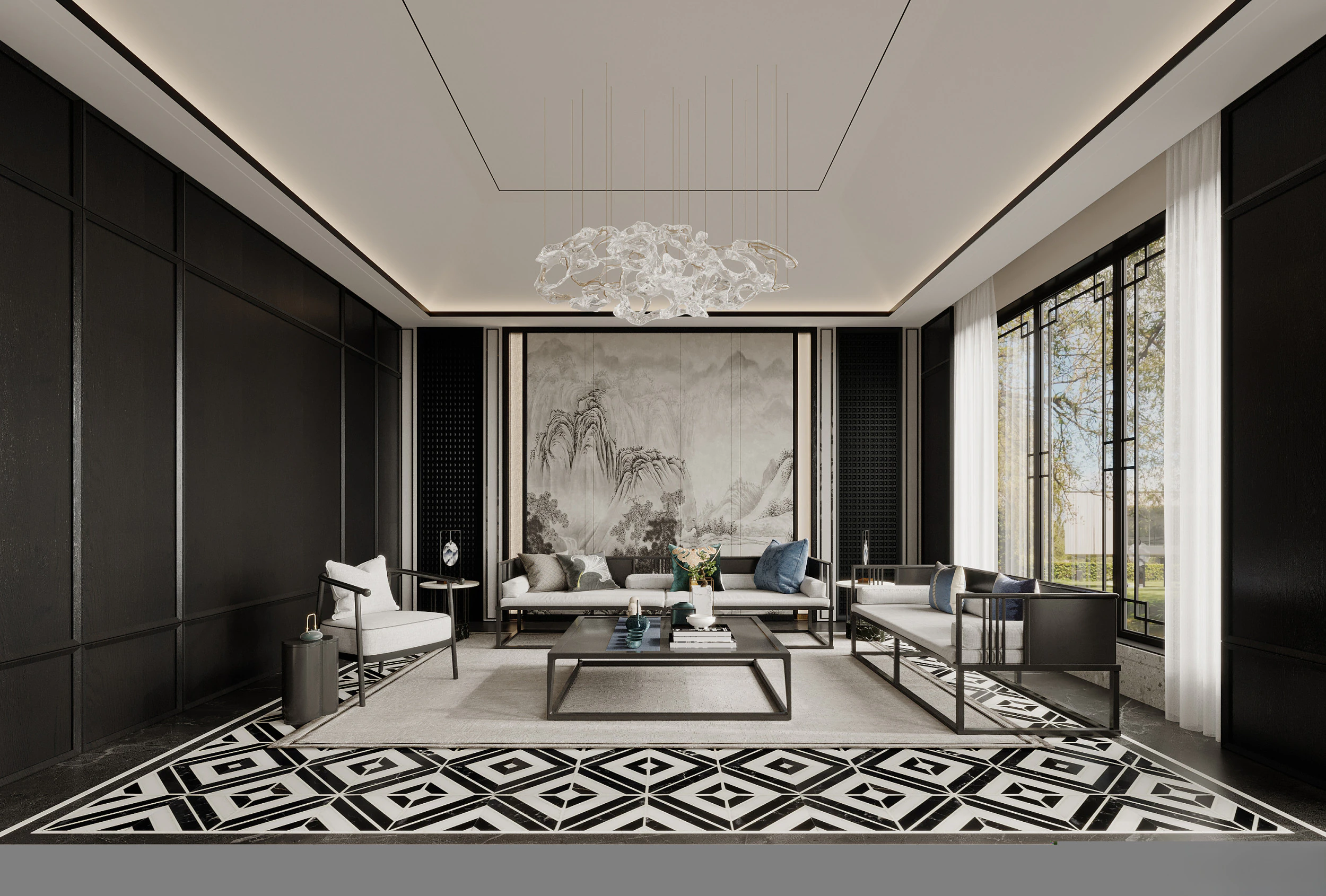 Chinese living room interior scene11 3D Model .c4d .max .obj .3ds .fbx .stl .blend