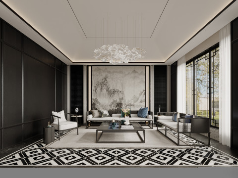 Chinese living room interior scene11 Modelo 3D