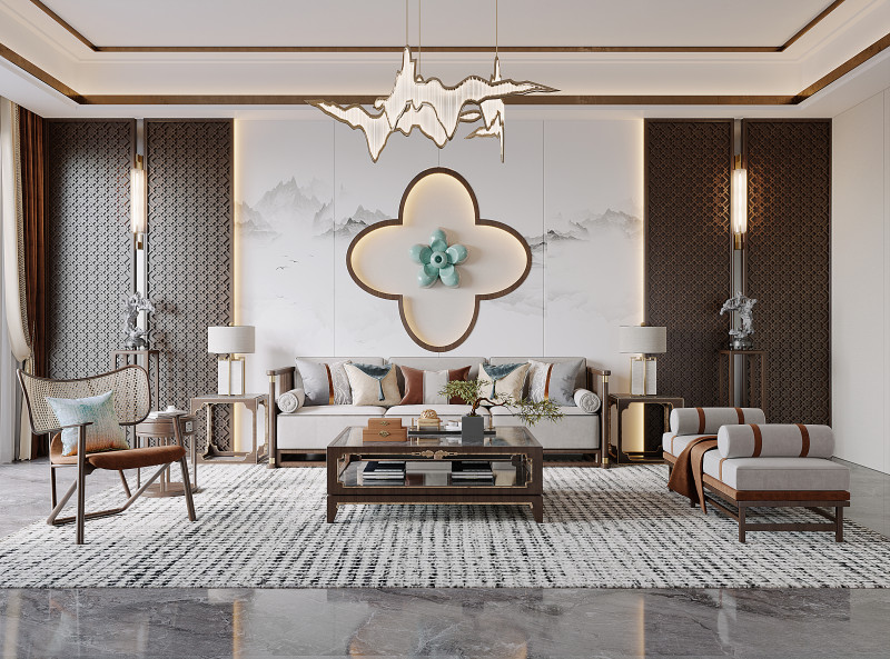 Chinese living room interior scene13 3D 模型 .c4d .max .obj .3ds .fbx .stl .blend 