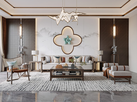 Chinese living room interior scene13 Modelo 3D