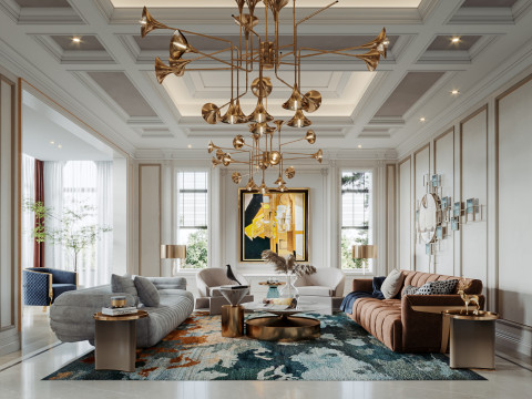 Luxurious living room interior scene14 Modelo 3D