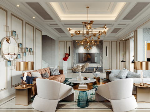 Luxurious living room interior scene14 3D 模型
