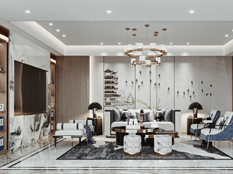 Chinese living room interior scene16 3D Model