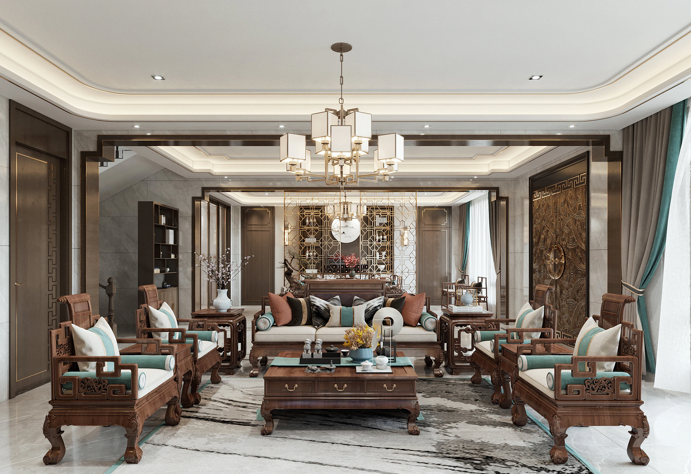 Chinese living room dining room bedroom interior scene20 3D Model .c4d .max .obj .3ds .fbx .stl .blend 
