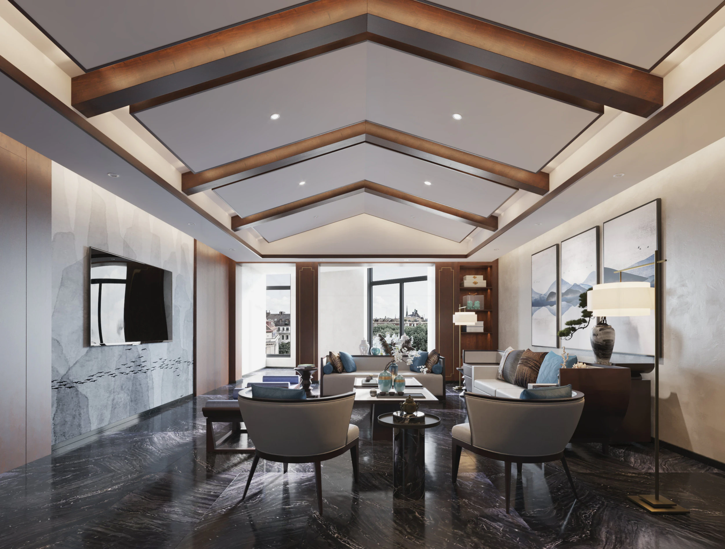 Chinese living room interior scene22 3D Model .c4d .max .obj .3ds .fbx .stl .blend 