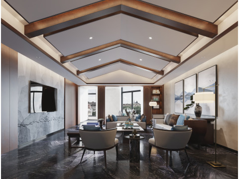 Chinese living room interior scene22 Modelo 3D