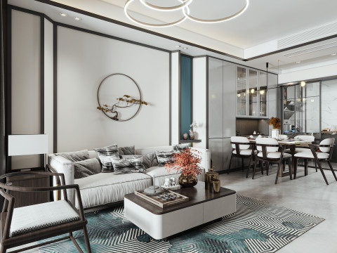 Living room dining room bedroom interior scene24 Modelo 3D