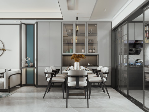 Living room dining room bedroom interior scene24 3D Модель