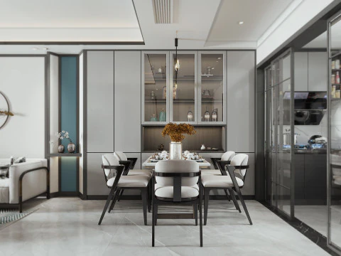 Living room dining room bedroom interior scene24 3D Model