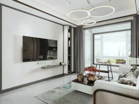 Living room dining room bedroom interior scene24 3D Model