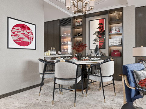 Chinese living room dining room interior scene25 3D मॉडल