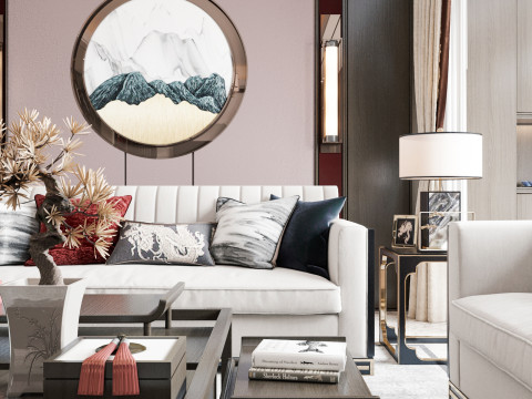 Chinese living room dining room interior scene25 3D मॉडल