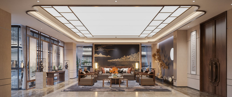 Chinese living room interior scene26 3D 模型 .c4d .max .obj .3ds .fbx .stl .blend 