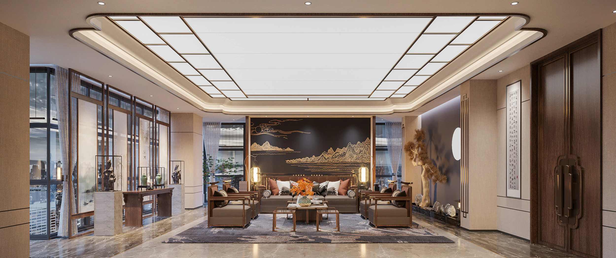 Chinese living room interior scene26 3D Model .c4d .max .obj .3ds .fbx .stl .blend 