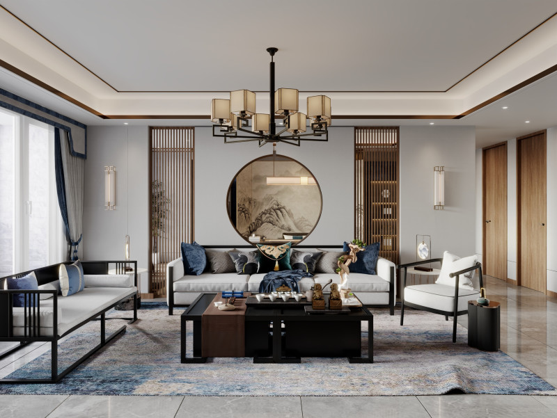 Chinese living room dining room interior scene27 Modelo 3D .c4d .max .obj .3ds .fbx .stl .blend 