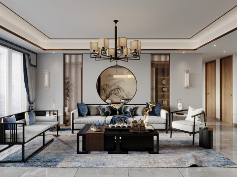 Chinese living room dining room interior scene27 Modelo 3D