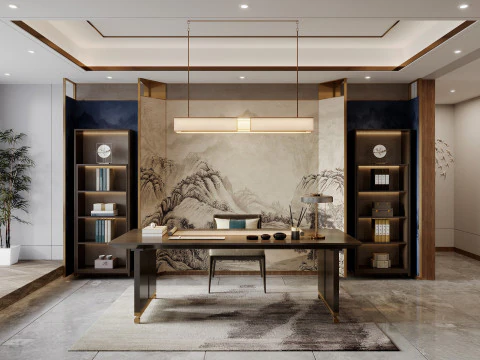 Chinese living room dining room interior scene27 3D Model
