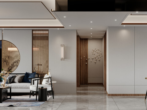 Chinese living room dining room interior scene27 Modelo 3D