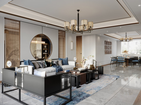 Chinese living room dining room interior scene27 Modelo 3D