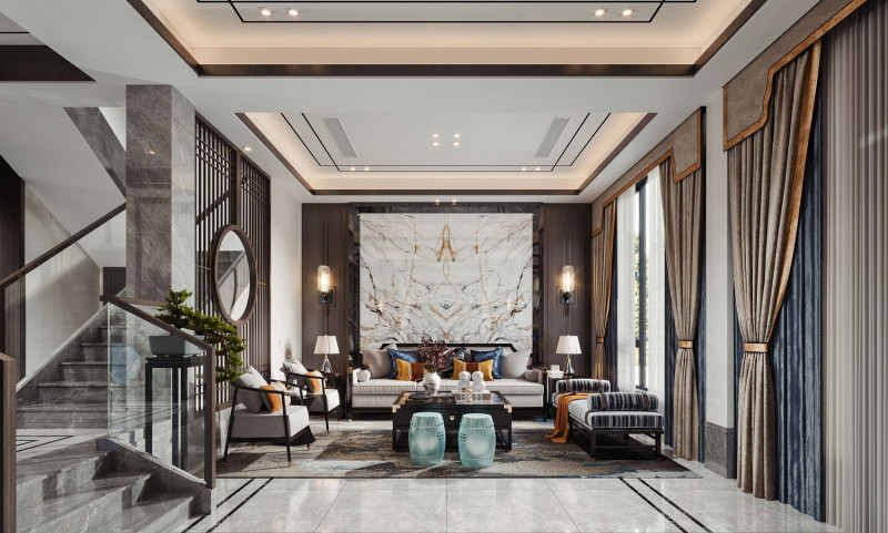 Chinese living room dining room interior scene29 3D मॉडल .c4d .max .obj .3ds .fbx .stl .blend 
