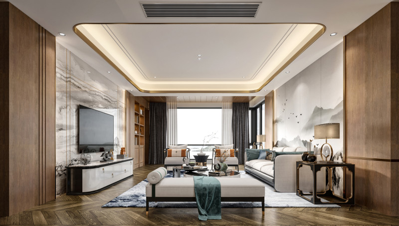 Chinese living room interior scene32 3D मॉडल .c4d .max .obj .3ds .fbx .stl .blend 