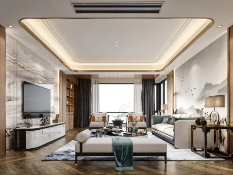 Chinese living room interior scene32 3D Model