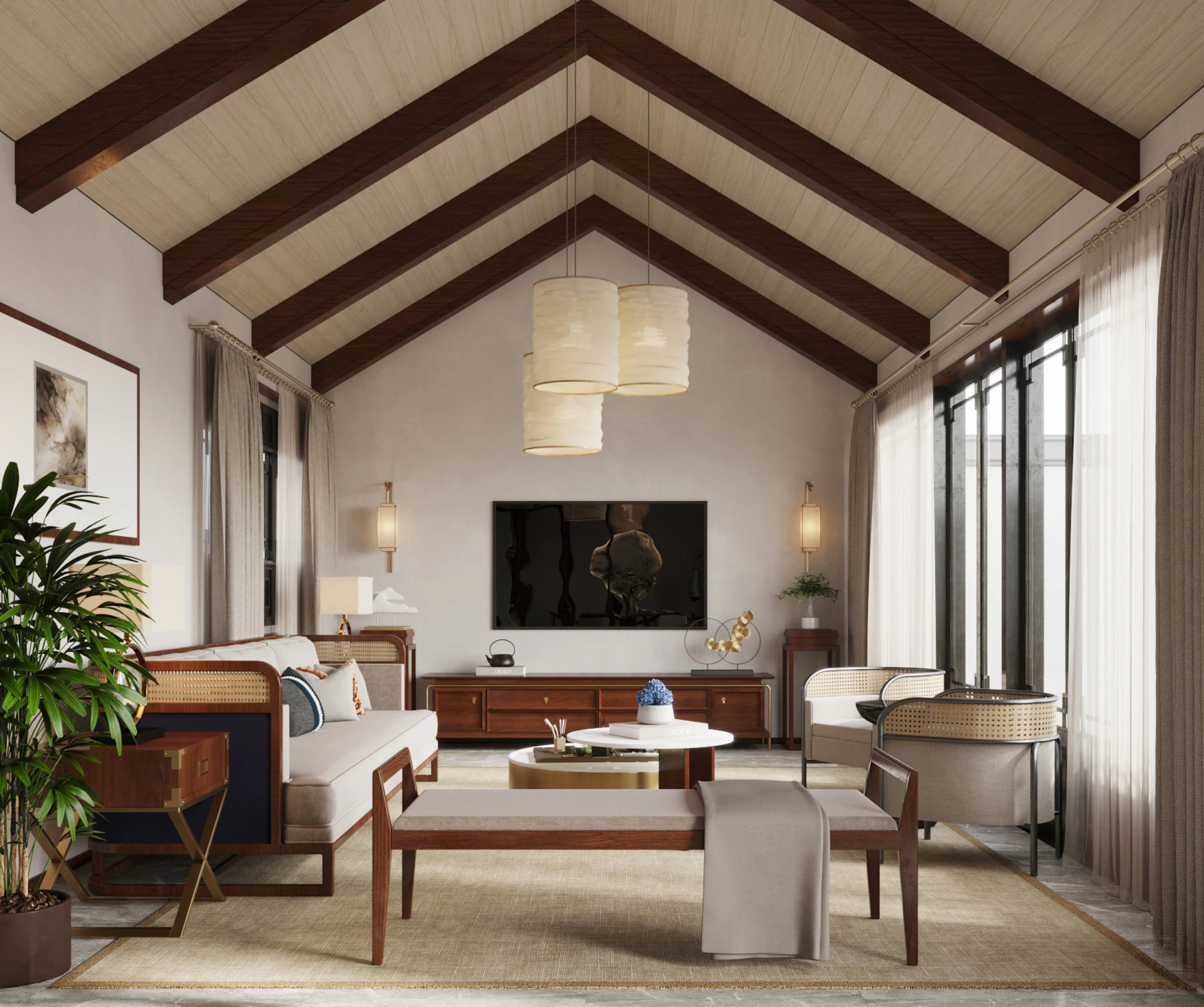 Chinese living room interior scene33 3D Model .c4d .max .obj .3ds .fbx .stl .blend 