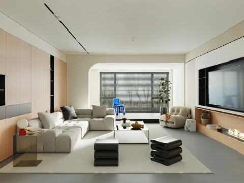 モダンなリビング ルーム 1 3Dモデル