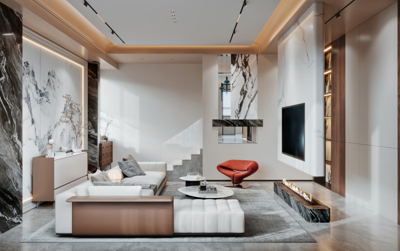 Living Room 12 3D Модель .c4d .max .obj .3ds .fbx .stl .blend 