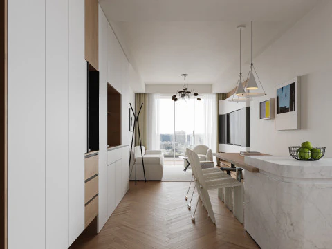Living Room Dining Room Kitchen22 3D Model