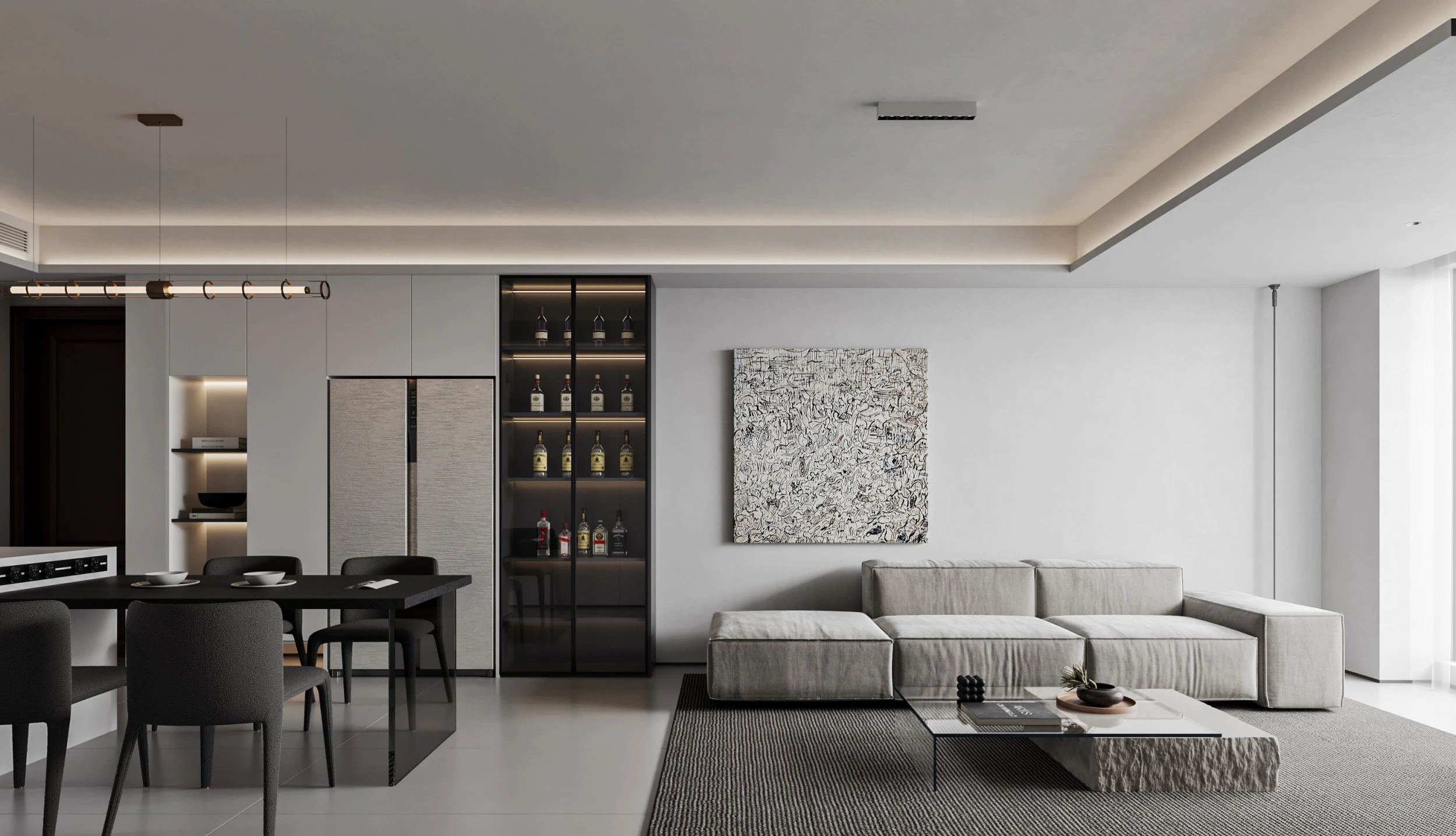 Living Room Dining Room 23 3D Model .c4d .max .obj .3ds .fbx .stl .blend
