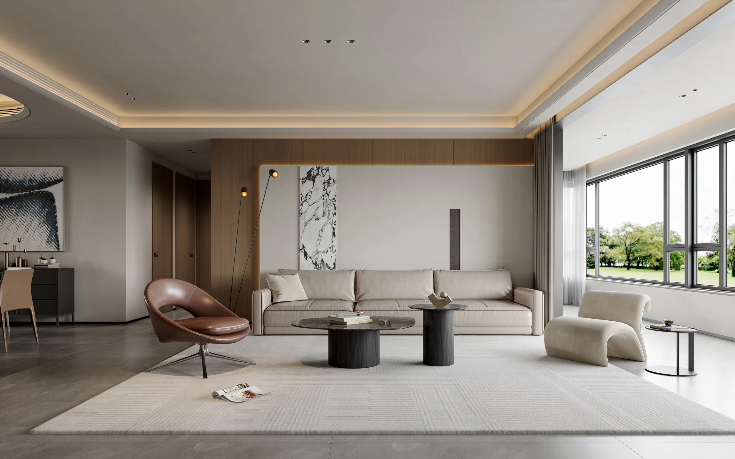 Living Room and Dining Room 35 3D Model .c4d .max .obj .3ds .fbx .stl .blend 
