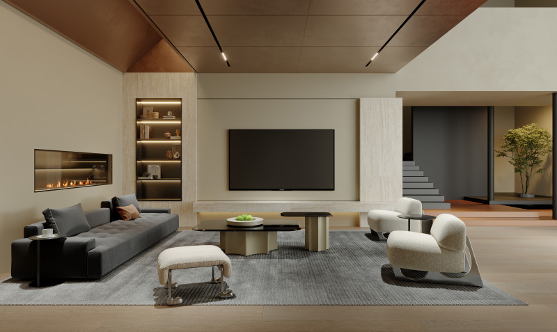 Living Room 75 3D Model .c4d .max .obj .3ds .fbx .stl .blend 