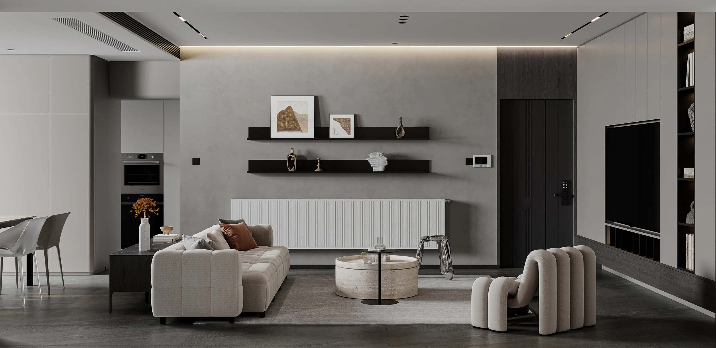 Living Room and Dining Room 102 3D Model .c4d .max .obj .3ds .fbx .stl .blend