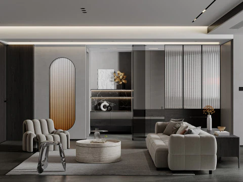 Living Room and Dining Room 102 3D Model