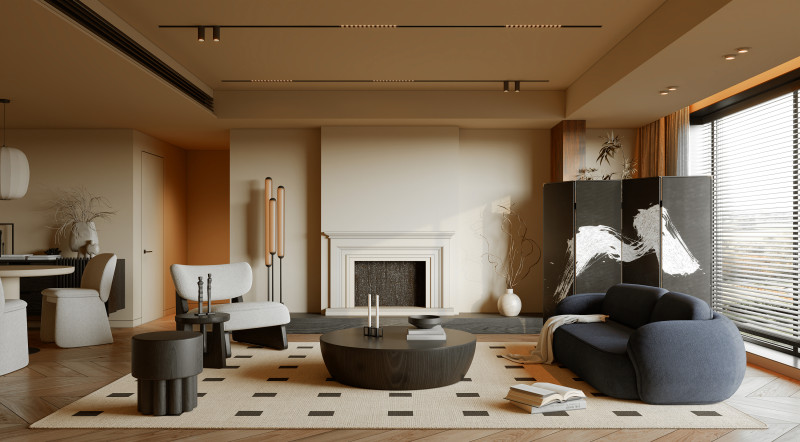 Living Room 108 3D Модель .c4d .max .obj .3ds .fbx .stl .blend