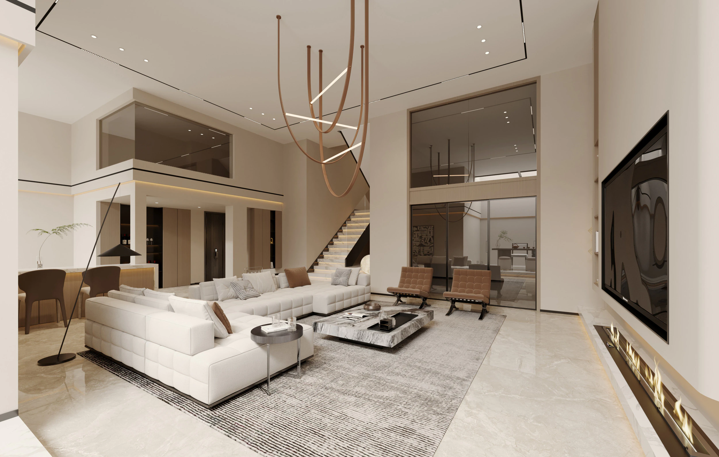 Living Room 180 3D Model .c4d .max .obj .3ds .fbx .stl .blend 