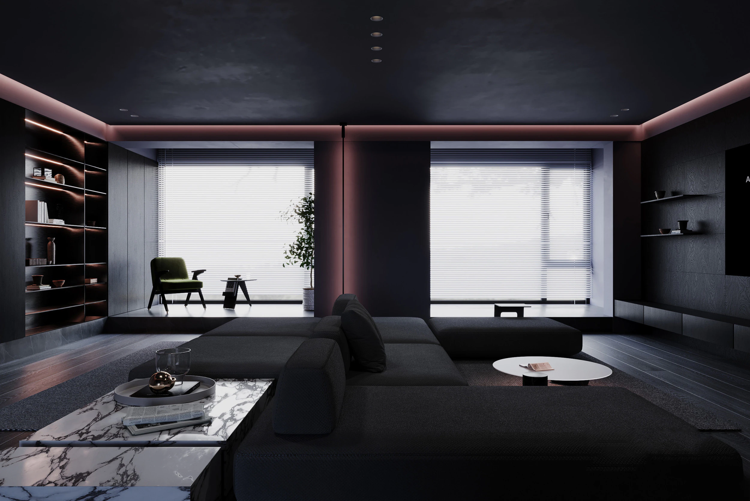 Living Room 195 3D Model .c4d .max .obj .3ds .fbx .stl .blend 