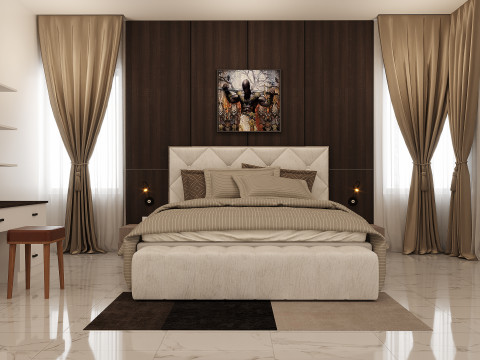 BEDROOM TV UNIT BED AND WARDROBE Modelo 3D