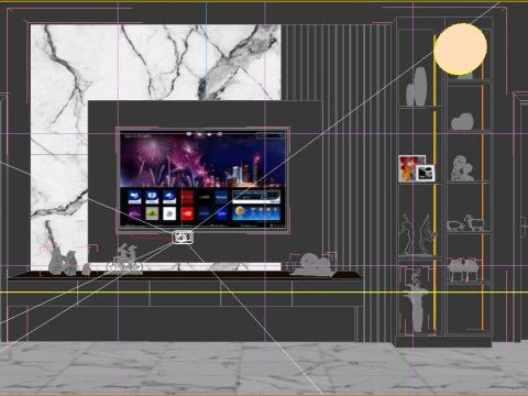 BEDROOM TV UNIT BED AND WARDROBE 3D Model