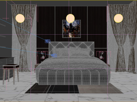 BEDROOM TV UNIT BED AND WARDROBE 3Dモデル