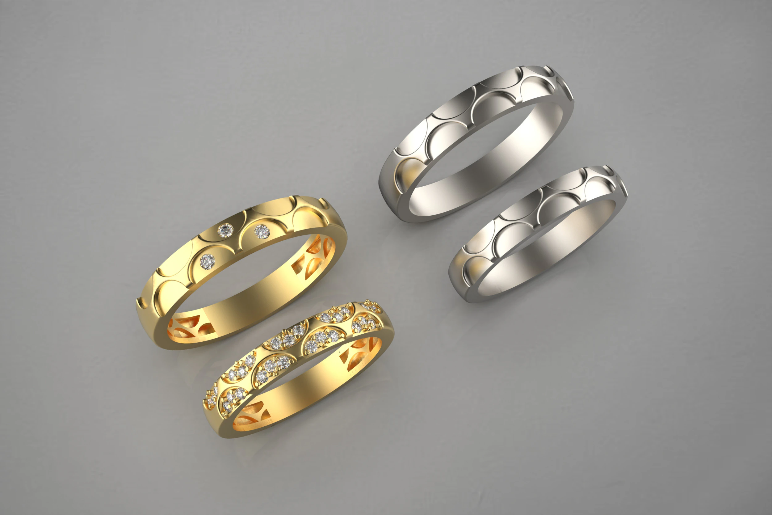 Couple wedding band ring -1 3D Print Model .c4d .max .obj .3ds .fbx .stl .blend 