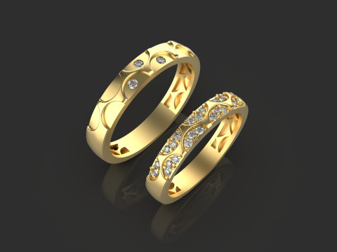 Couple wedding band ring -1 Modello di stampa 3D