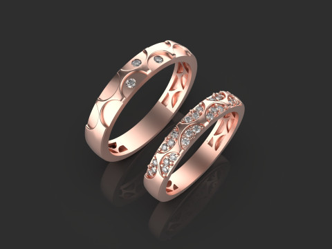 Couple wedding band ring -1 Modello di stampa 3D