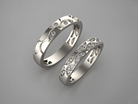 Couple wedding band ring -1 Modello di stampa 3D