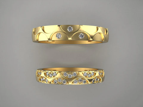 Couple wedding band ring -1 3D Print Model