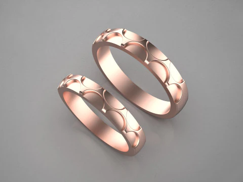 Couple wedding band ring -1 3D Print Model
