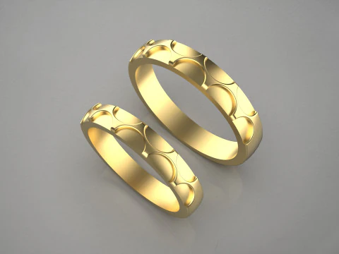 Couple wedding band ring -1 3D Print Model